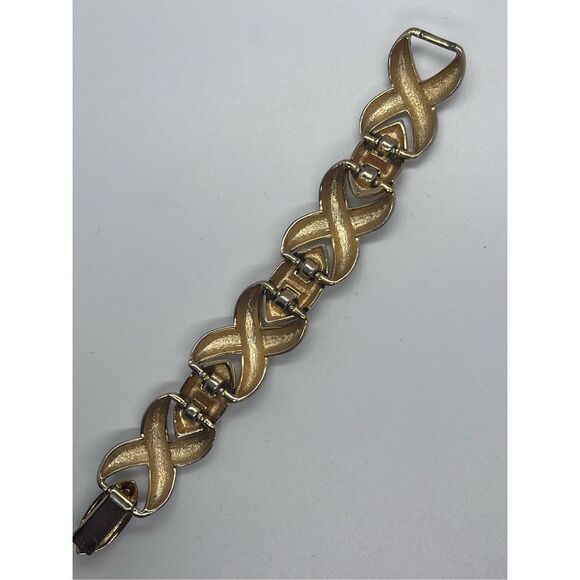 X’s & O’s Gold Tone Metal Link Bracelet Vintage Jewelry Piece - Picture 9 of 9